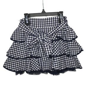 Guess Jean navy blue white check skirt